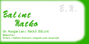 balint matko business card